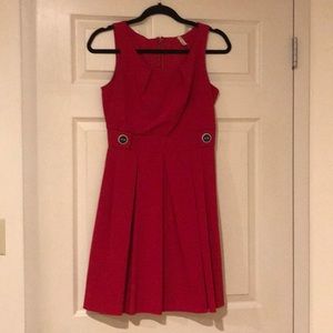 Red dress with black buttons